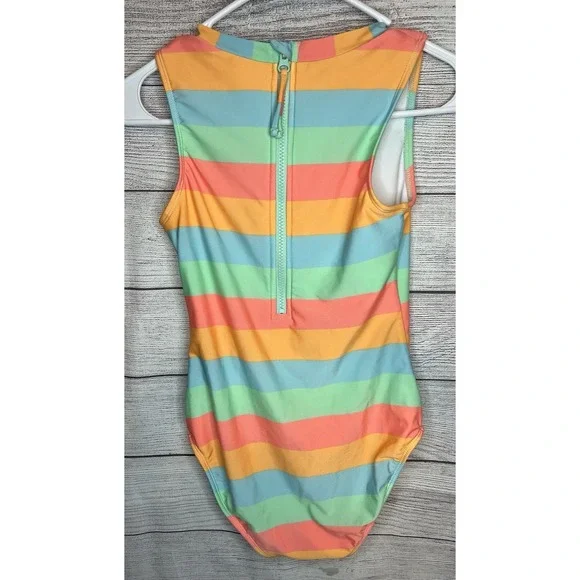 Art Class Pastel Swimsuit, Girls Sz 14 Large One Piece, Orange Melon Green Blue - Picture 2 of 5